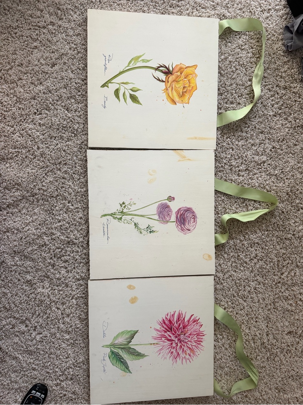 Pottery Barn Yellow, Purple, Pink Floral Trio Wall Panels